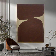 ELMAS Large Abstract Beige and White Wall Art Decor