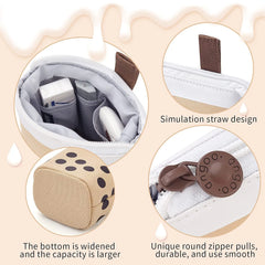 ELMAS Cute Milk Tea Pencil Case - Stylish Stationery Holder