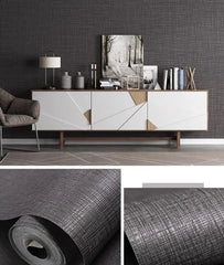 ELMAS Japanese Linen Solid Gray Wallpaper for Living Room - Al Masam Stationery LLC