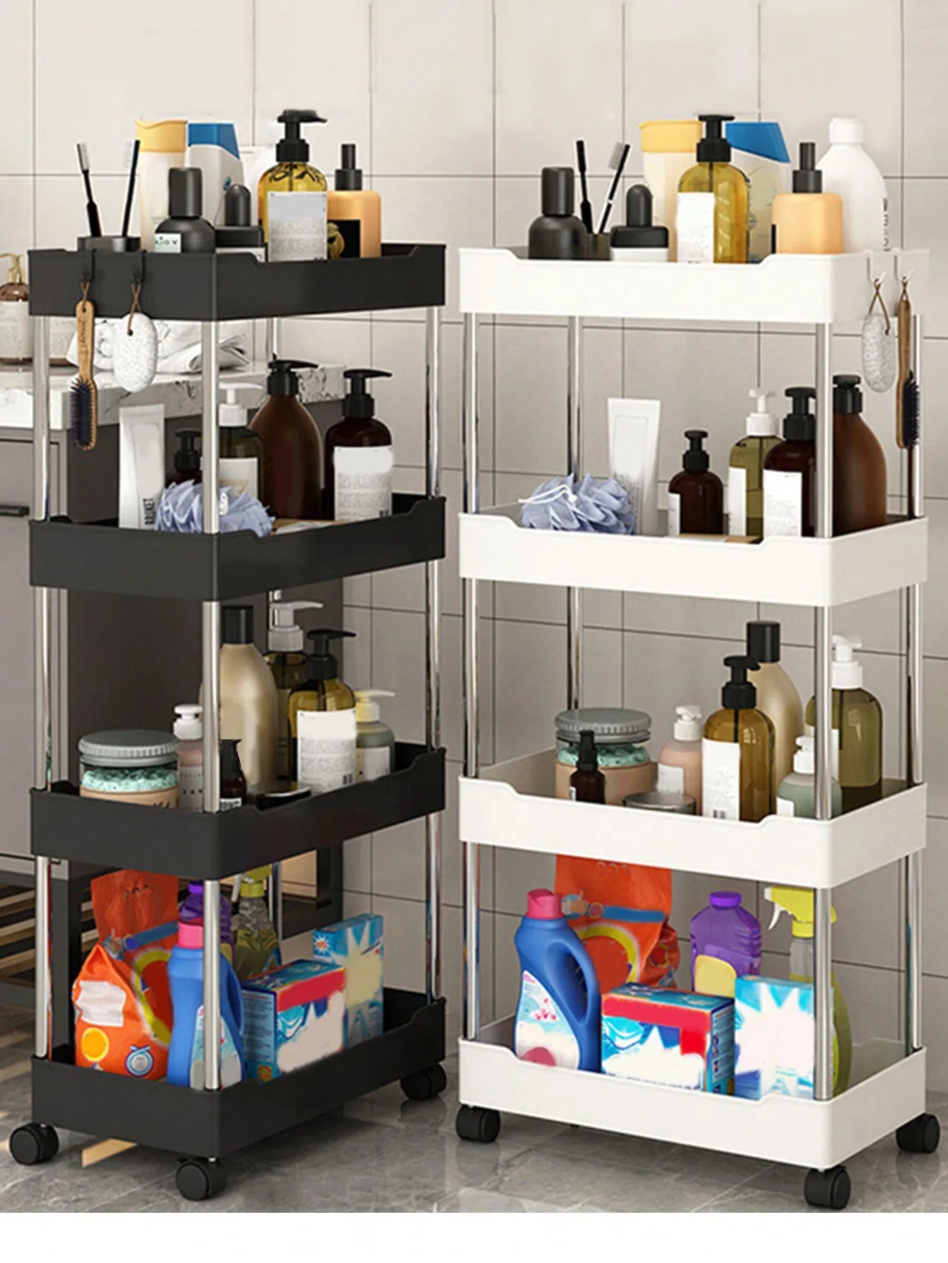 ELMAS 1pcs 3/4 Tier Rolling Utility Cart Storage Shelf - Al Masam Stationery LLC