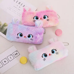 ELMAS Adorable Plush Cat Pencil Case for School Supplies