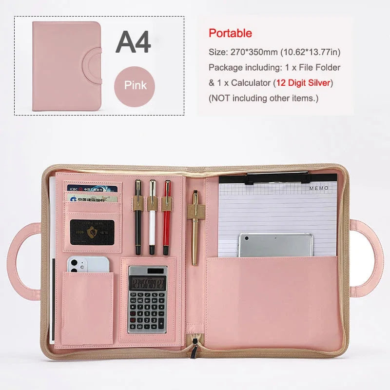 ELMAS Stylish A4 Leather Portfolio Organizer for Professionals - Al Masam Stationery LLC