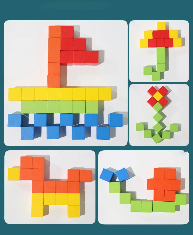 ELMAS Colorful Wooden Building Blocks for Kids - Al Masam Stationery LLC