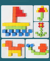 ELMAS Colorful Wooden Building Blocks for Kids