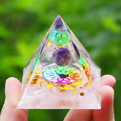 ELMAS Healing Amethyst Energy Pyramid for Balance