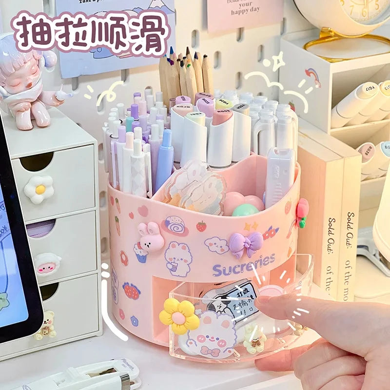 ELMAS Kawaii Rotating Pen Holder & Stationery Organizer Box - Al Masam Stationery LLC