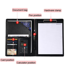 ELMAS Premium A4 PU Leather Clipboard Organizer - Al Masam Stationery LLC