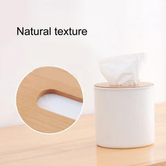 ELMAS Modern Tissue Box with Wooden Lid for Home & Car