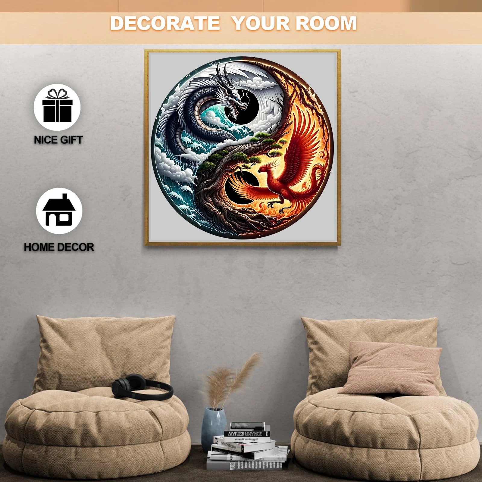 ELMAS Dragon and Phoenix Theme Wooden Puzzle Gift - Al Masam Stationery LLC