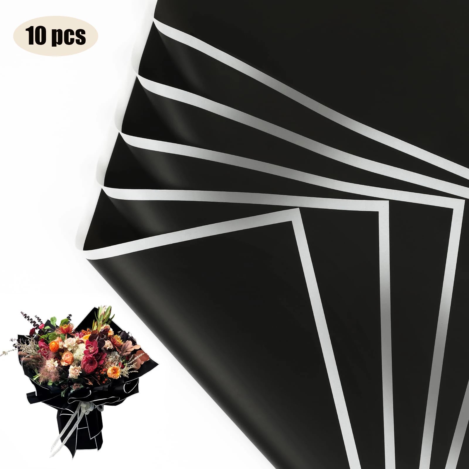 ELMAS Elegant Flower Wraps with Golden Edges - 10 Sheets - Al Masam Stationery LLC