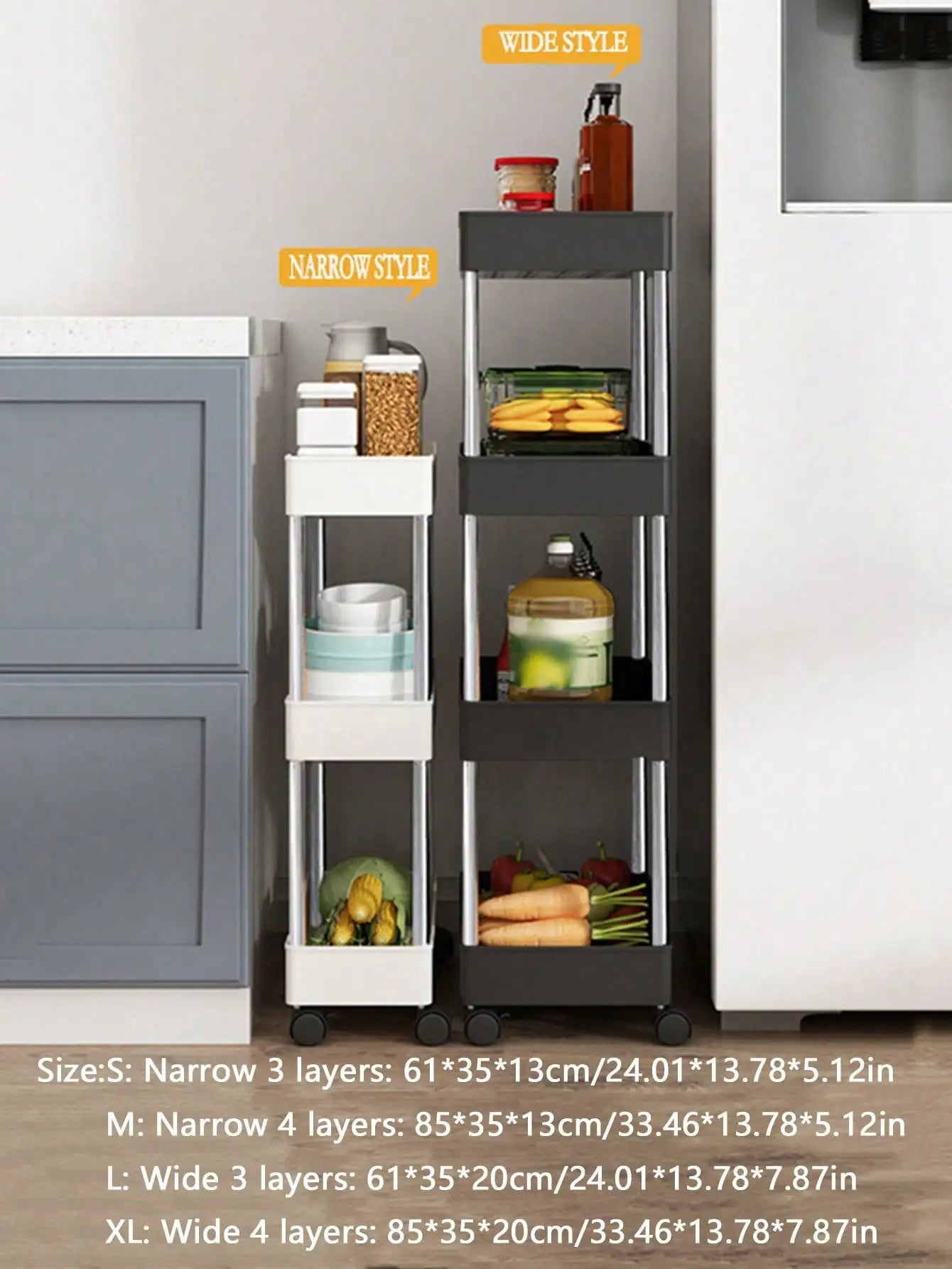 ELMAS 1pcs 3/4 Tier Rolling Utility Cart Storage Shelf - Al Masam Stationery LLC