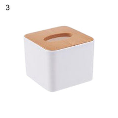 ELMAS Modern Tissue Box with Wooden Lid for Home & Car