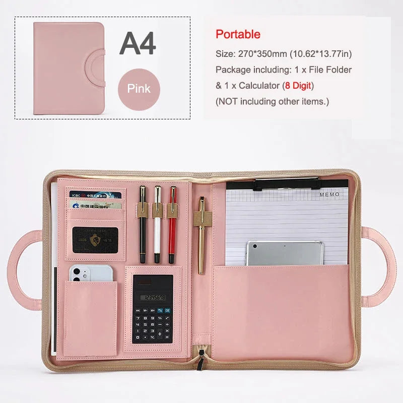 ELMAS Stylish A4 Leather Portfolio Organizer for Professionals - Al Masam Stationery LLC