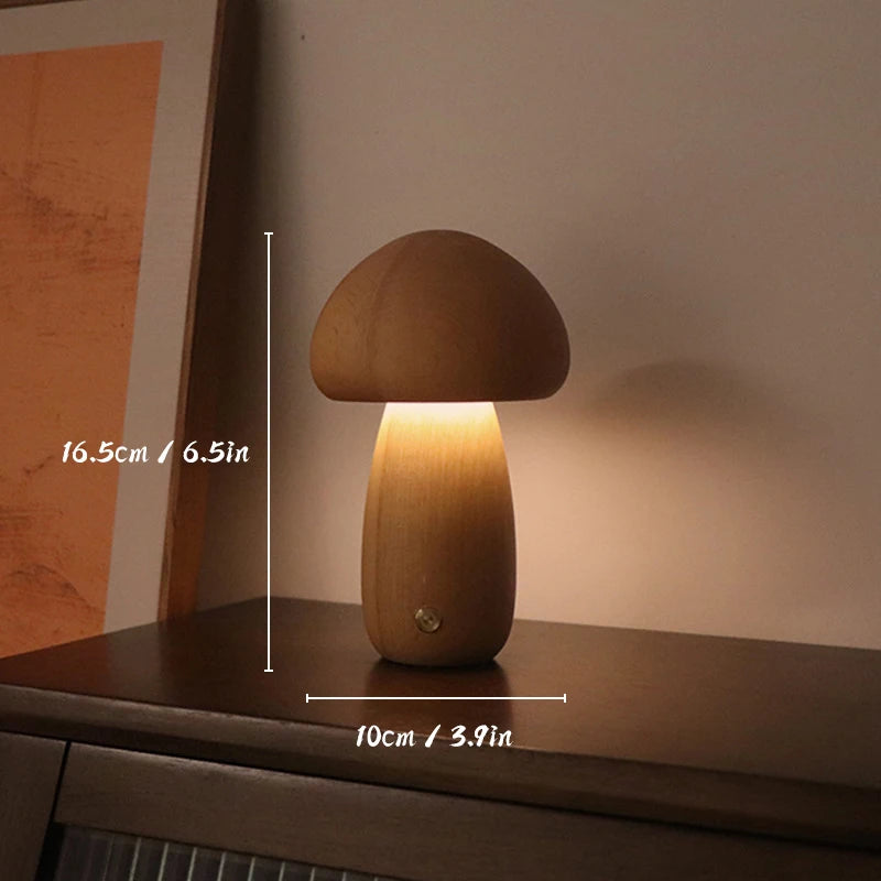 ELMAS Touch Control Wooden Mushroom Bedside Lamp - Al Masam Stationery LLC
