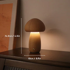 ELMAS Touch Control Wooden Mushroom Bedside Lamp