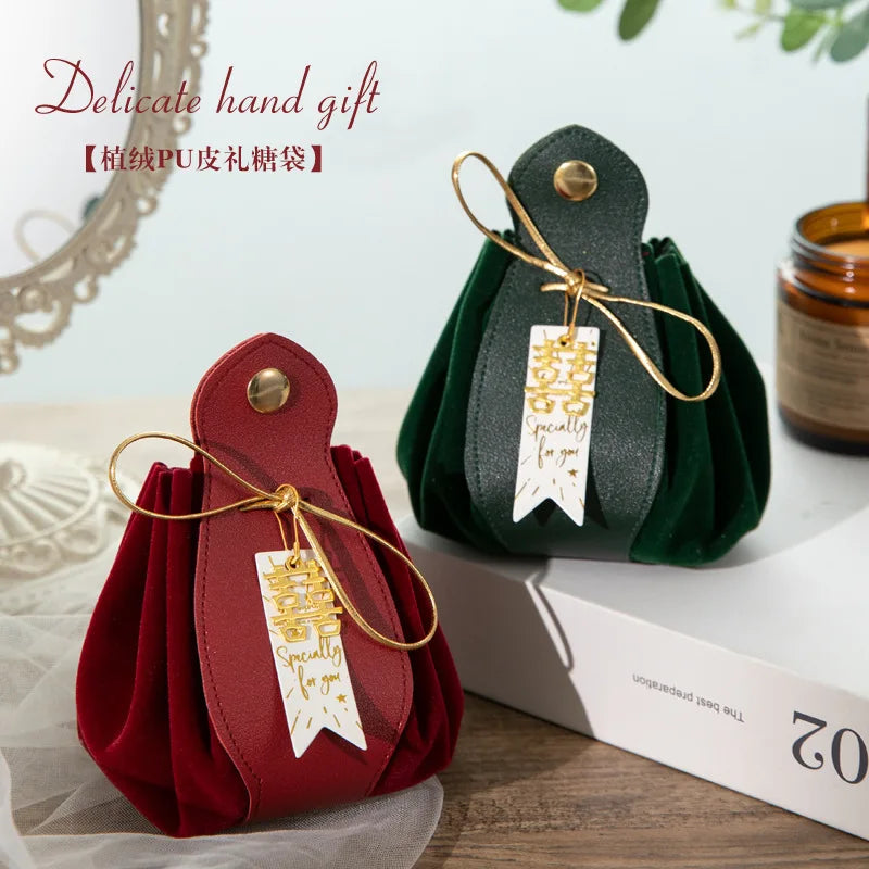 ELMAS Luxury Leather Gift Flannel Bag for Weddings - Al Masam Stationery LLC