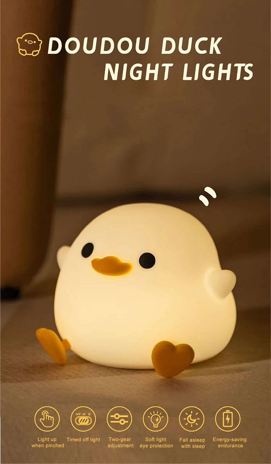 ELMAS Adorable Duck Kids Night Light with Timer & USB - Al Masam Stationery LLC