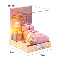 ELMAS Enchanting Mini Wooden Dollhouse Kit with Lights