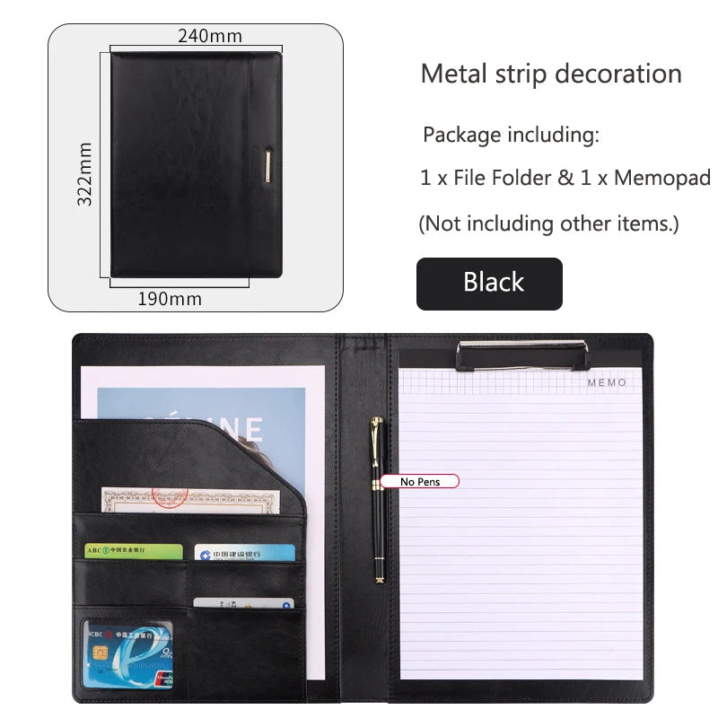 ELMAS Elegant Rose Gold Leather Padfolio & Clipboard Holder - Al Masam Stationery LLC