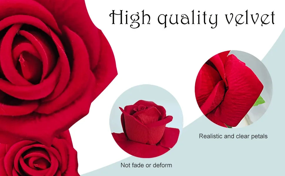 ELMAS 50 Pcs Velvet Rose Artificial Flowers for Decor - Al Masam Stationery LLC