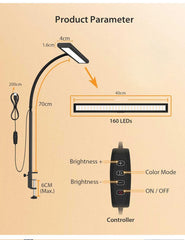 ELMAS Flexible LED Desk Lamp with Stepless Dimming & Eye Care