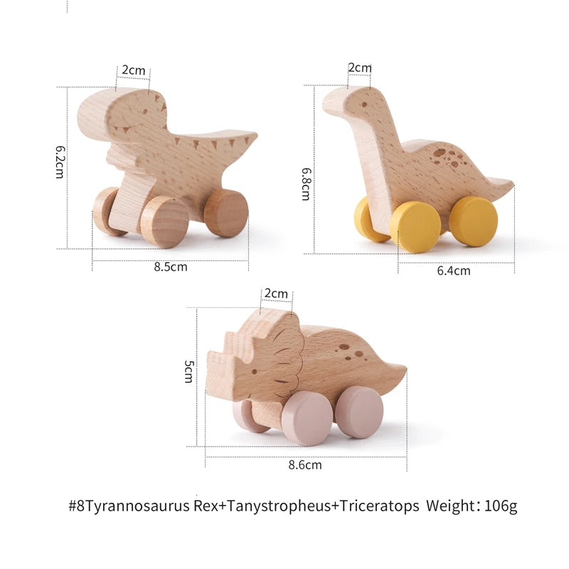 ELMAS: Baby Beech Wooden Block Dinosaur Trolley Toy - Al Masam Stationery LLC