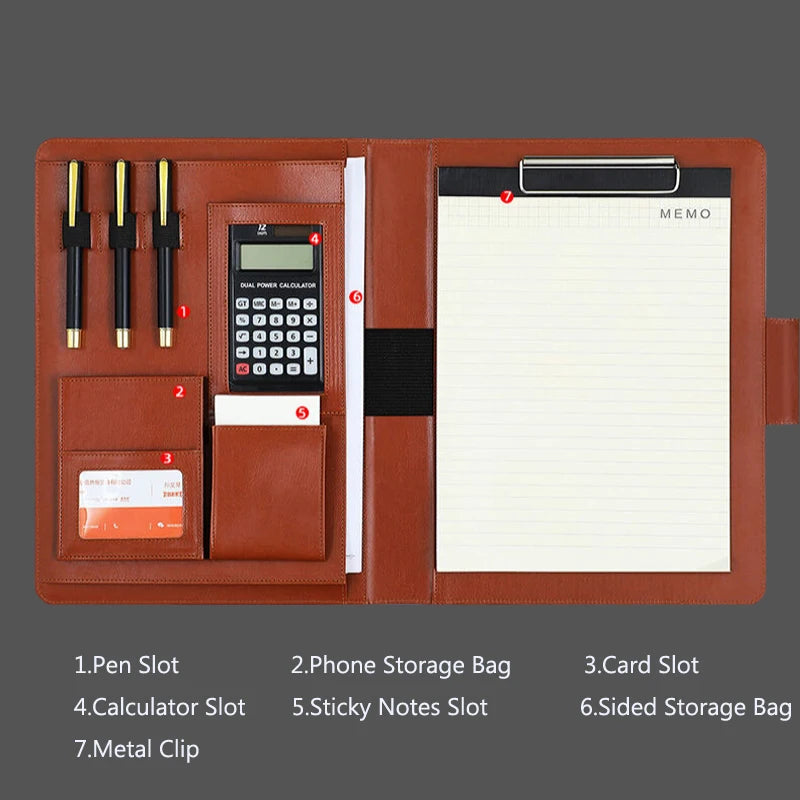 ELMAS Stylish Leather A4 Conference Portfolio Folder - Al Masam Stationery LLC