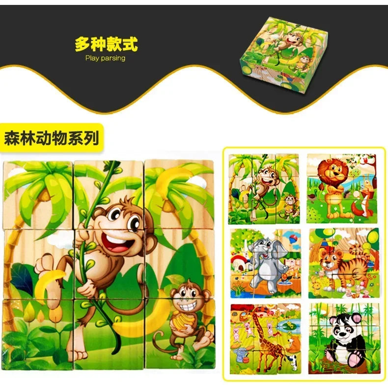 ELMAS 3D Cube Wooden Puzzle Montessori Learning Toy - Al Masam Stationery LLC