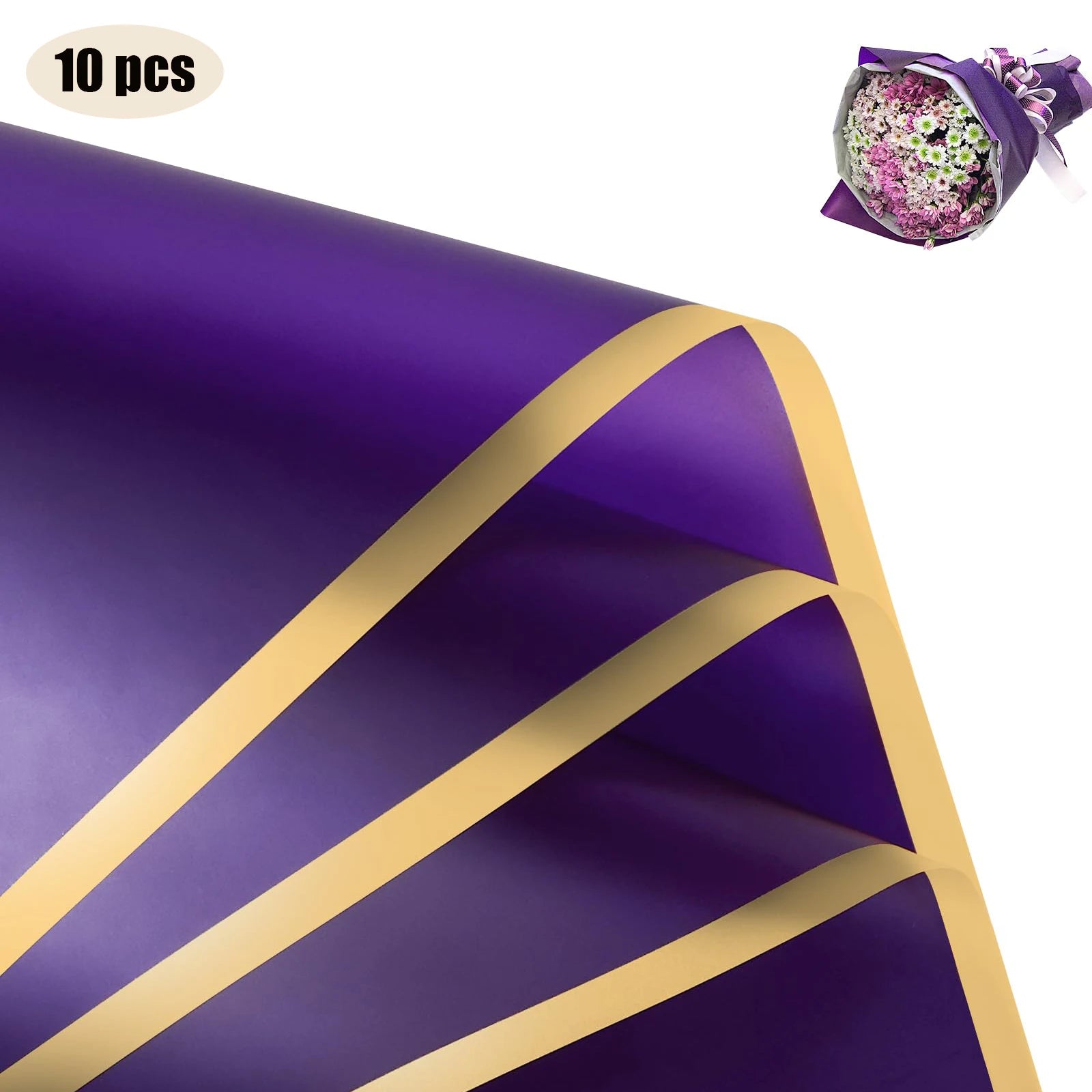 ELMAS Elegant Flower Wraps with Golden Edges - 10 Sheets - Al Masam Stationery LLC