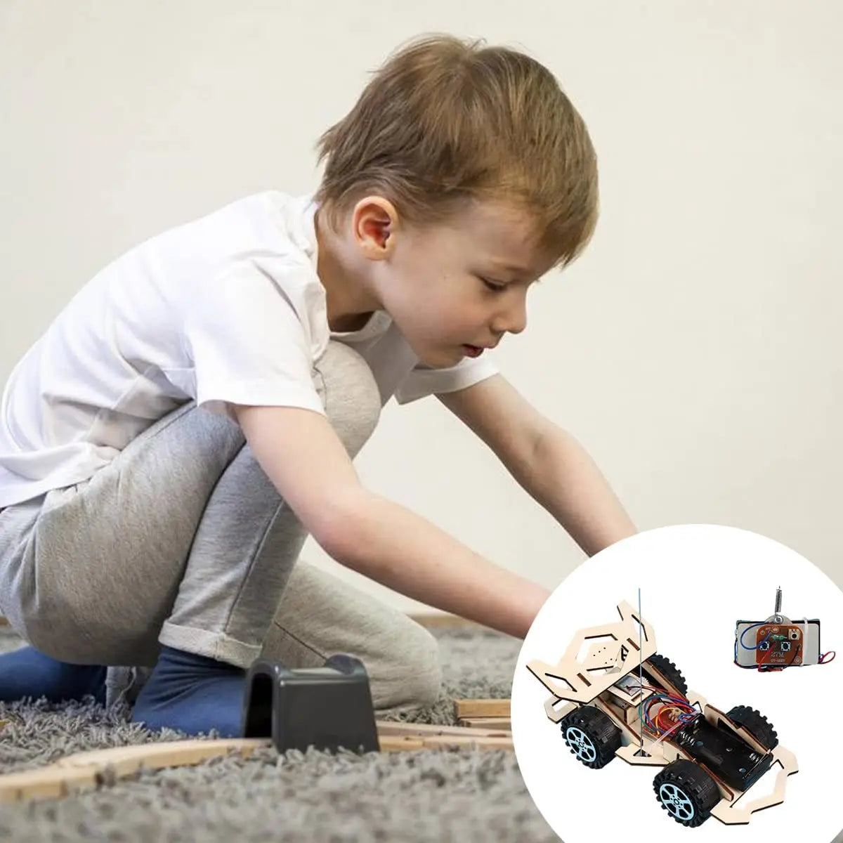 ELMAS DIY Electric Wooden Racing RC Toy for Kids - Al Masam Stationery LLC
