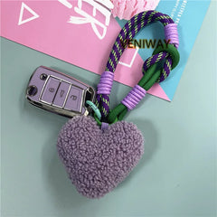 ELMAS Heart Plush Keychain with Colorful Lanyard