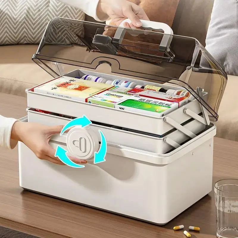 ELMAS 1pc White Large Capacity Medicine Box For Home Storage - Al Masam Stationery LLC