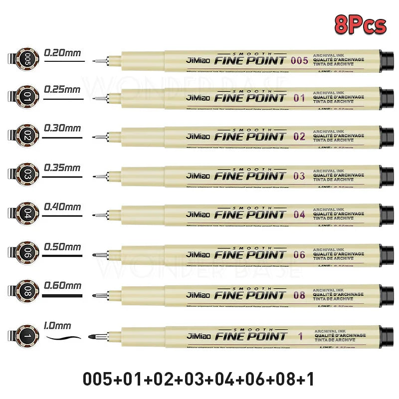 ELMAS 12 Nib Micron Ink Markers for Precision Art - Al Masam Stationery LLC