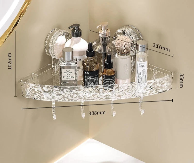 ELMAS Stylish Suction Cup Shower Shelf - Punch-Free Organizer - Al Masam Stationery LLC