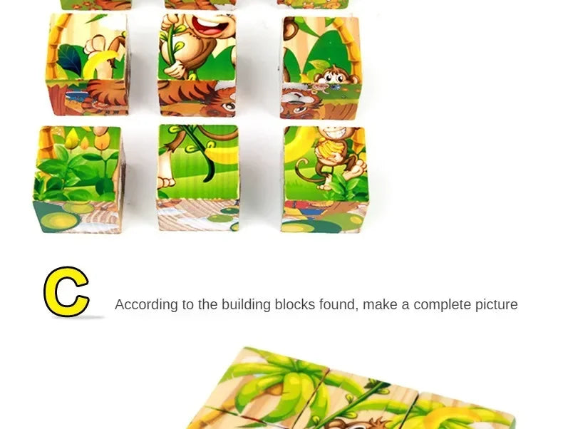 ELMAS 3D Cube Wooden Puzzle Montessori Learning Toy - Al Masam Stationery LLC