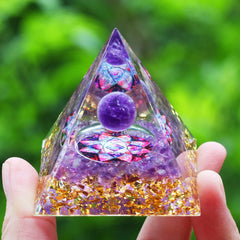 ELMAS Healing Amethyst Energy Pyramid for Balance