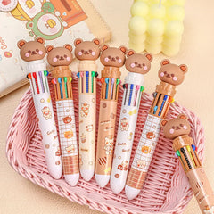 ELMAS Kawaii Teddy Bear Multi-Color Press Pen Set