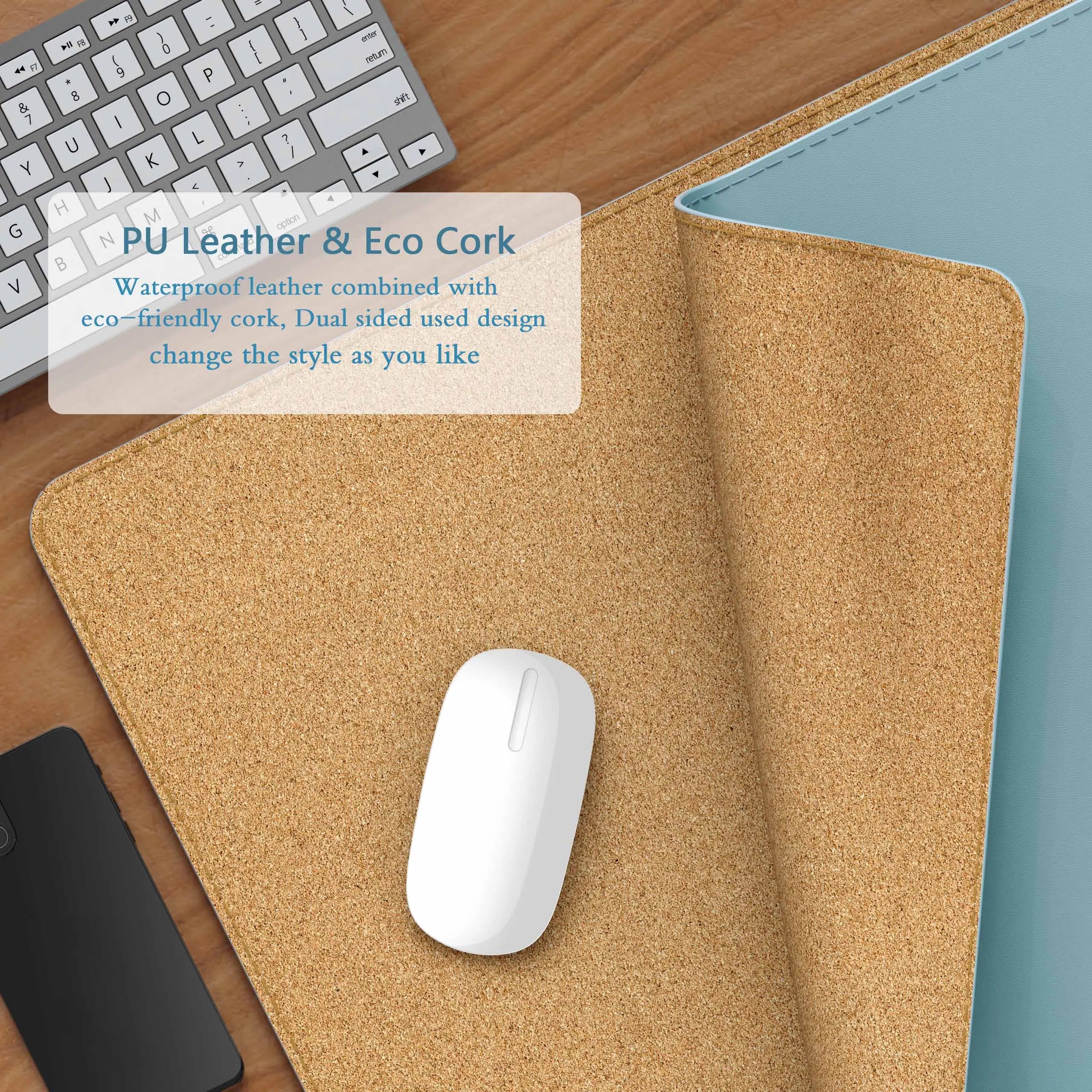 ELMAS Premium Dual-Sided Cork & Leather Mouse Pad - Al Masam Stationery LLC