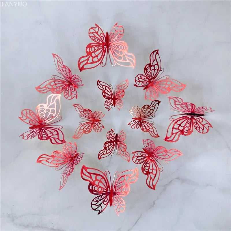 ELMAS 12Pcs 3D Butterfly Wall Stickers Home Decor Set - Al Masam Stationery LLC