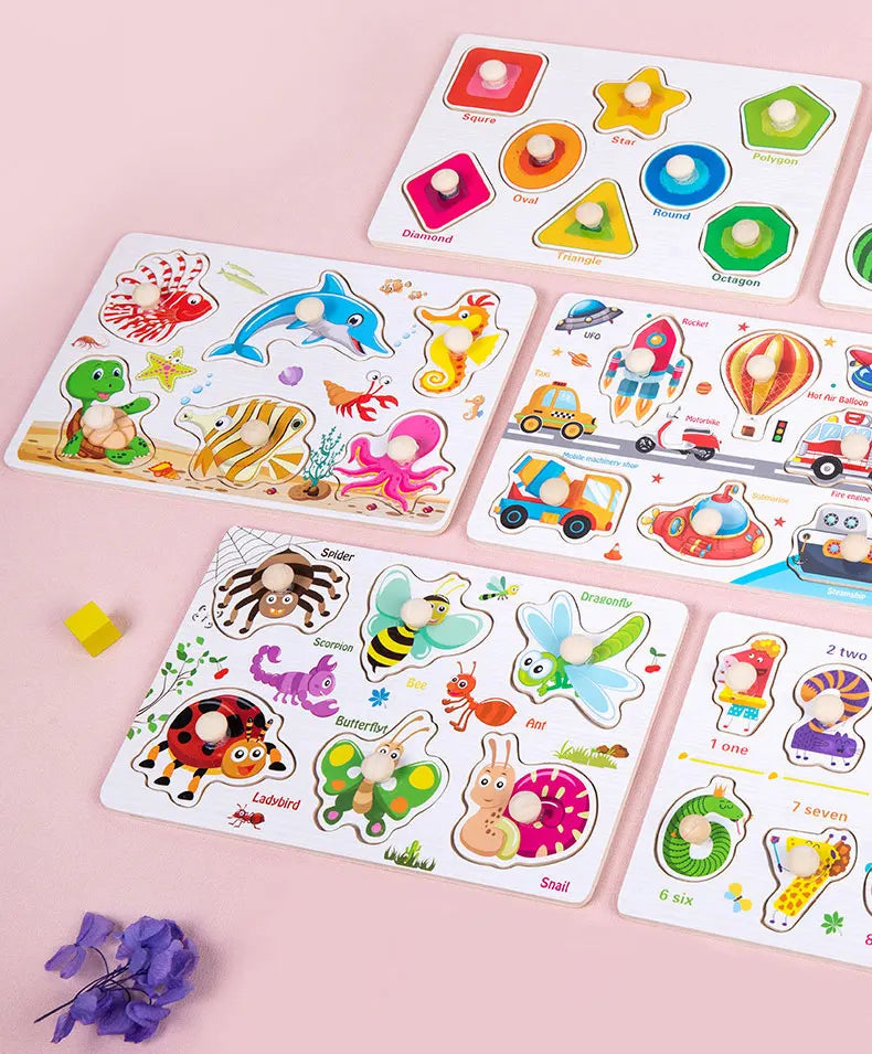 ELMAS Wooden Puzzle Montessori Toys for 1-3 Years Kids - Al Masam Stationery LLC