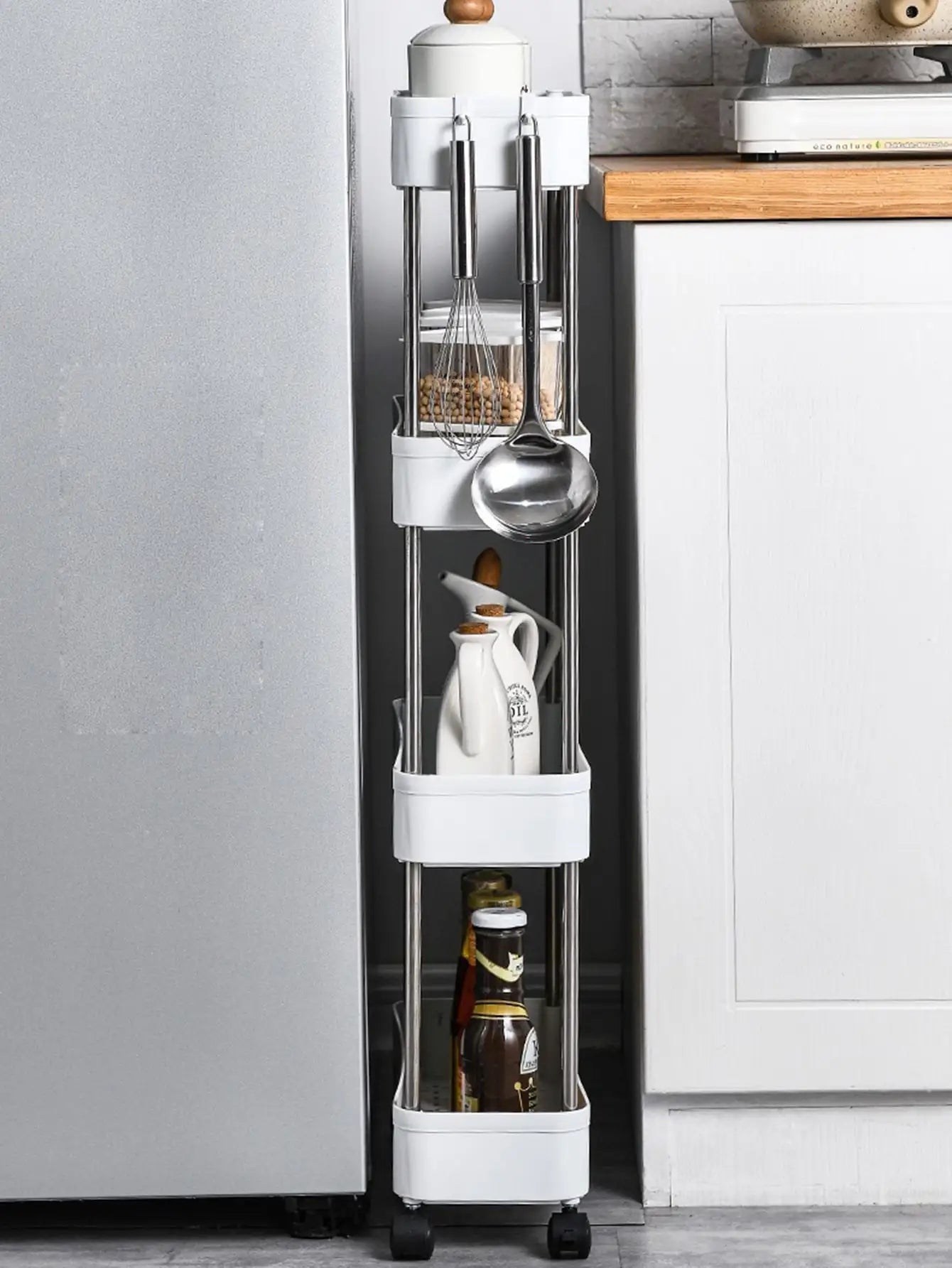 ELMAS 1pcs 3/4 Tier Rolling Utility Cart Storage Shelf - Al Masam Stationery LLC