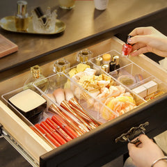 ELMAS Clear Acrylic Makeup Layered Storage Box Compartment - Al Masam Stationery LLC