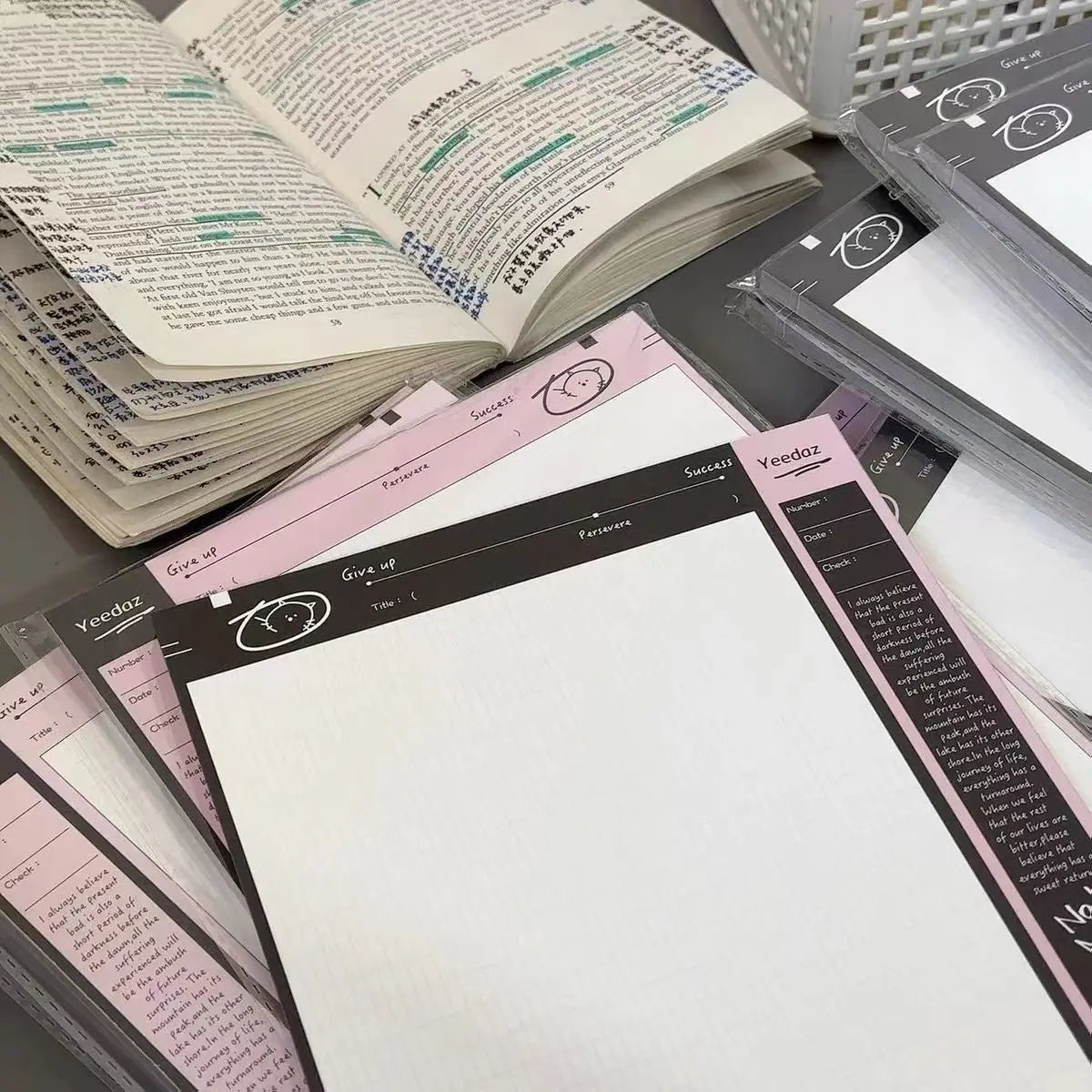 ELMAS Milk Salty Black Pink B5 Tearable Kawaii Notebook - Al Masam Stationery LLC