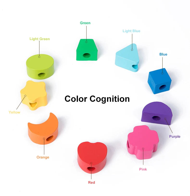 ELMAS Montessori Wooden Beads Sequencing Toy Set Fun - Al Masam Stationery LLC