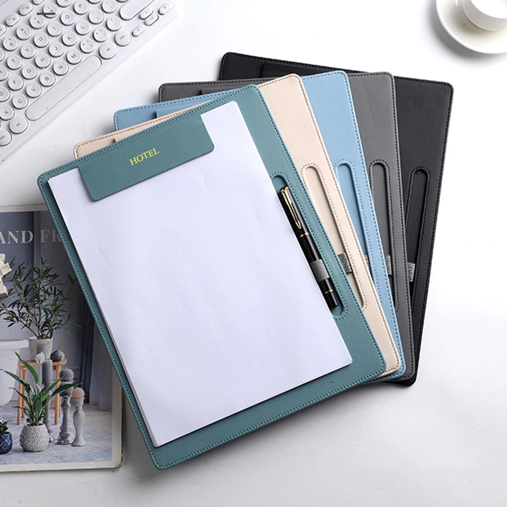 ELMAS Premium Leather A4 Clipboard Folder with Logo - Al Masam Stationery LLC