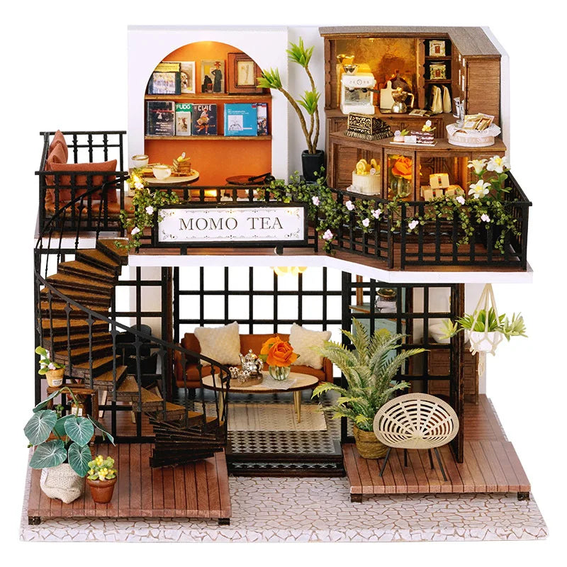 ELMAS Enchanting 3D Wooden Dollhouse Kit with Lights - Al Masam Stationery LLC
