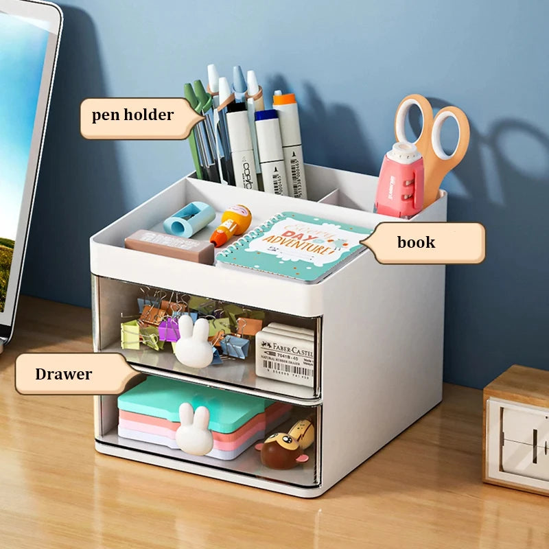ELMAS Small Desktop Organizer with Drawer for Office & Makeup - Al Masam Stationery LLC