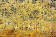ELMAS Custom 3D Wallpaper Mural Bamboo Leaf Crane Decor - Al Masam Stationery LLC