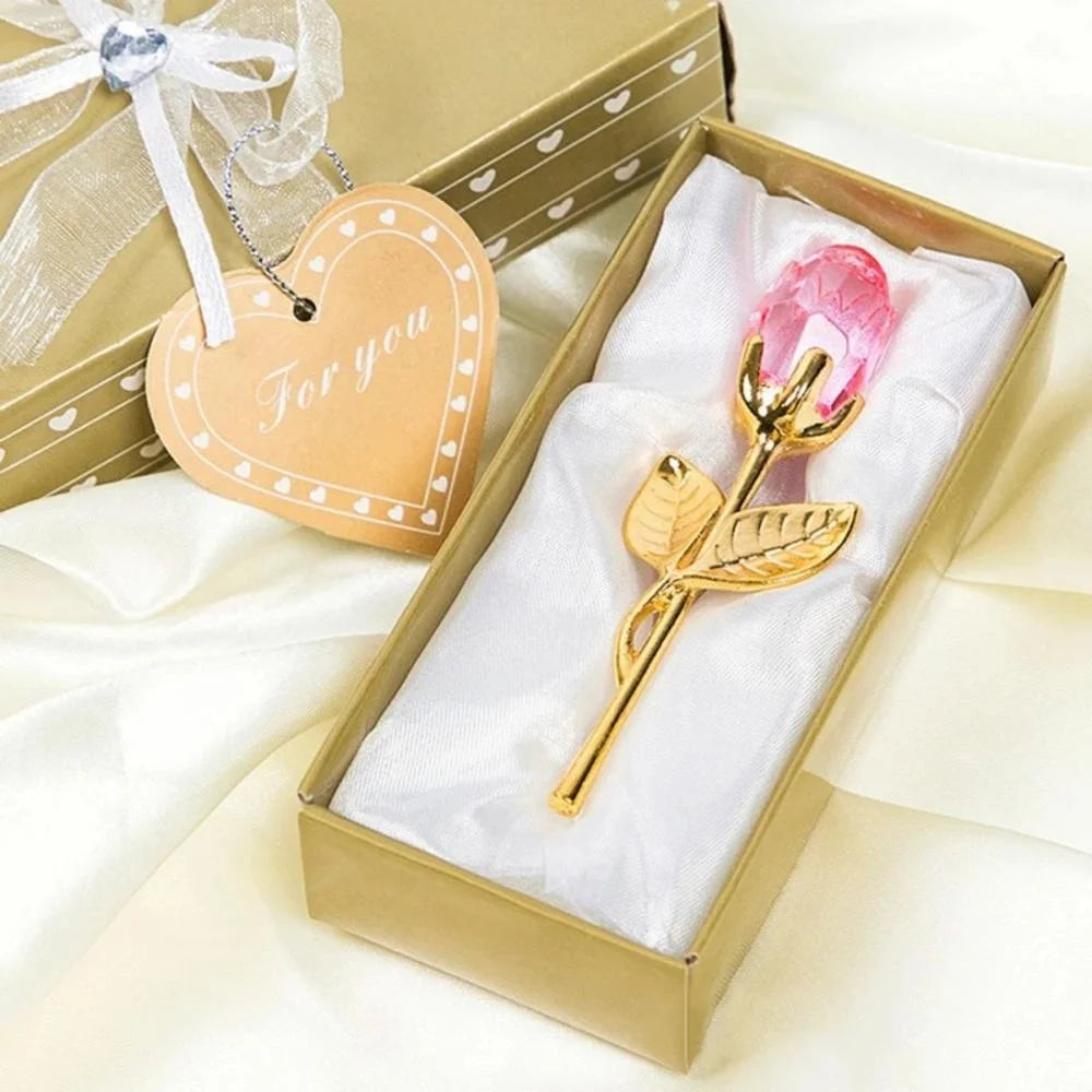 ELMAS Valentines Day Gift Crystal Glass Rose Flower - Al Masam Stationery LLC