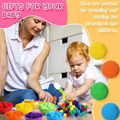 ELMAS Rainbow Counting Pompoms Sorting Cup Toys